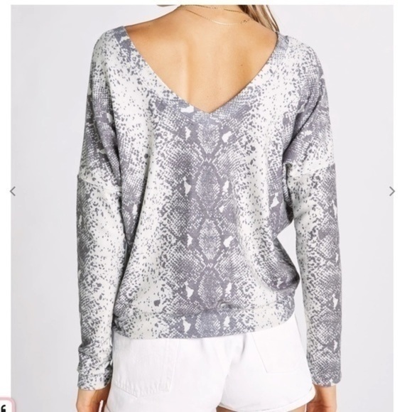 WILDFOX Python Stripe Daphne V-Neck long sleeve top - Picture 13 of 13